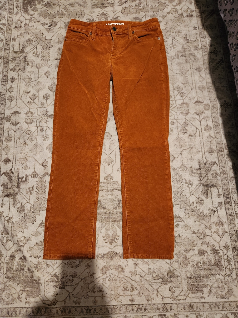 Lands' End Women's Straight-Leg Corduroy Jeans in Rust